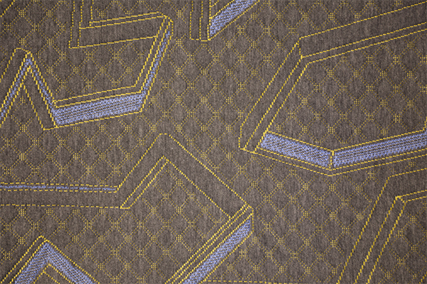 Blue yellow geometric hemp gray knitted air layer